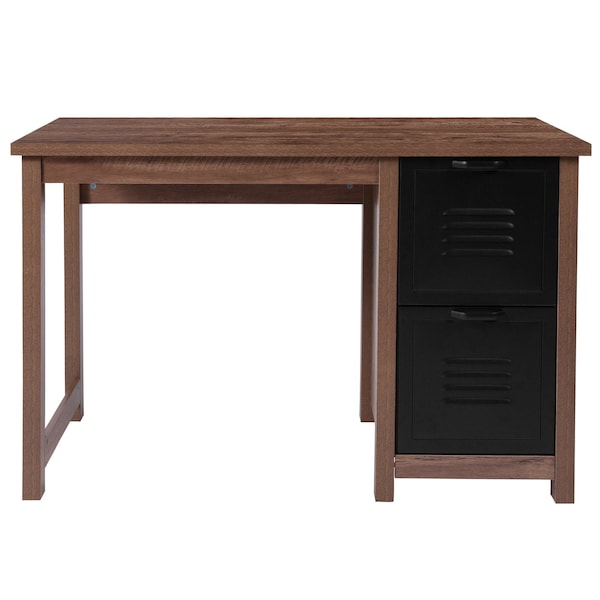 Flash Furniture Computer Desk Computer Desk, Metal Drawers, Oak, 23-1/2" D X 30" H, 47-1/4" W X Crosscut Oak - NAN-JN-21736T-GG