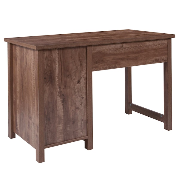 Flash Furniture Computer Desk Computer Desk, Metal Drawers, Oak, 23-1/2" D X 30" H, 47-1/4" W X Crosscut Oak - NAN-JN-21736T-GG