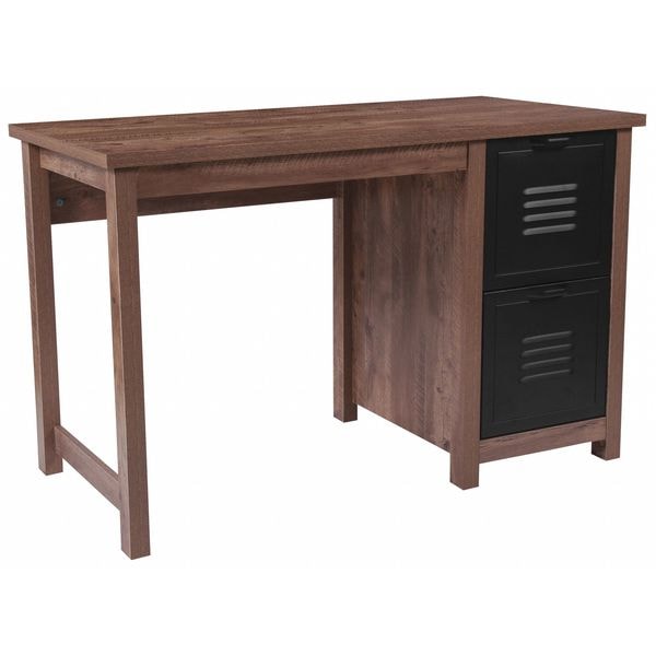 Flash Furniture Computer Desk Computer Desk, Metal Drawers, Oak, 23-1/2" D X 30" H, 47-1/4" W X Crosscut Oak - NAN-JN-21736T-GG