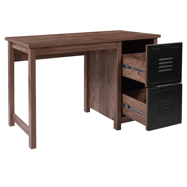 Flash Furniture Computer Desk Computer Desk, Metal Drawers, Oak, 23-1/2" D X 30" H, 47-1/4" W X Crosscut Oak - NAN-JN-21736T-GG