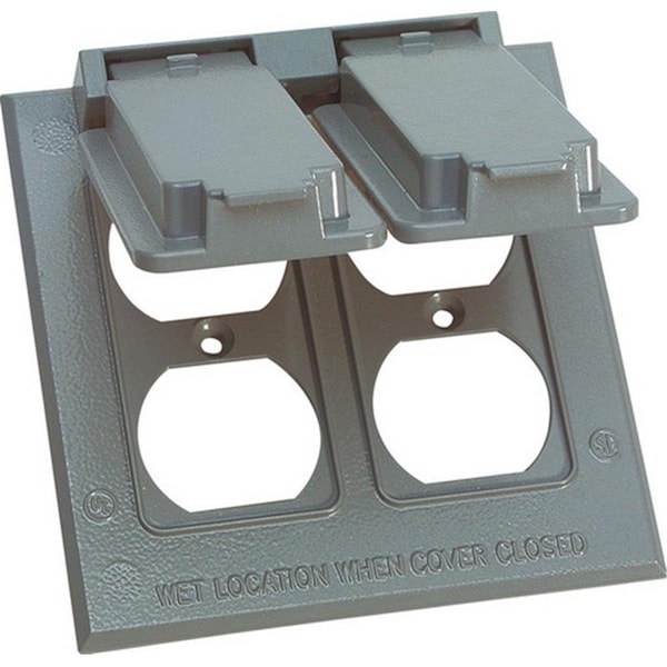 Totalturf 14345 2 Gang Gray Weatherproof Duplex Receptacley - TO159383