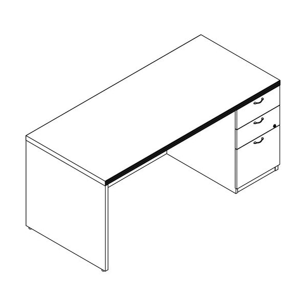 Groupe Lacasse Desk, Right Single Pedestal, BBF, 66inWx30inDx29-1/2inH, Niagra - LAS72KS3066UFA
