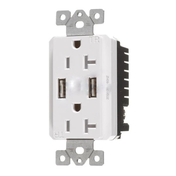 American Imaginations 20 AMP Rectangle White Electrical Receptacle Plastic-Aluminum - AI-36847