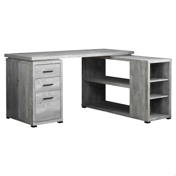 Homeroots 29 in. Grey Reclaimed Wood Particle BoardHollow Core & MDF Computer Desk - 333522