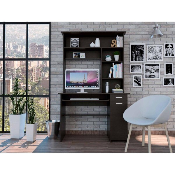 Depot E-Shop 180 in. Xalo Computer Hutch Desk Black - DE-ELW5719