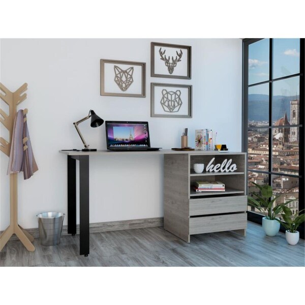 Depot E-Shop 120 in. Austral Writing Desk, Light Gray - DE-ELZ5965