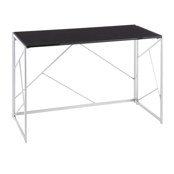 Lumisource Folia Desk in Silver Metal and Black Wood - OFD-FOLIA SVBK