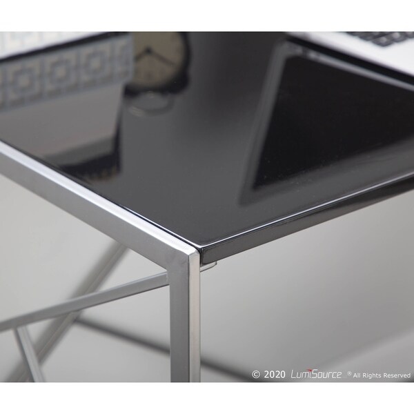 Lumisource Folia Desk in Silver Metal and Black Wood - OFD-FOLIA SVBK
