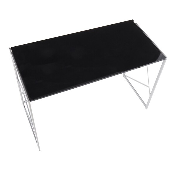 Lumisource Folia Desk in Silver Metal and Black Wood - OFD-FOLIA SVBK