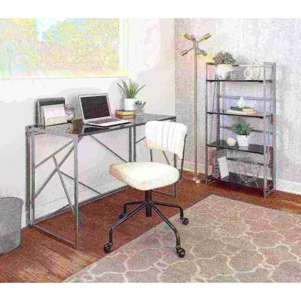 Lumisource Folia Desk in Silver Metal and Black Wood - OFD-FOLIA SVBK