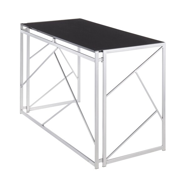 Lumisource Folia Desk in Silver Metal and Black Wood - OFD-FOLIA SVBK