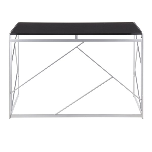 Lumisource Folia Desk in Silver Metal and Black Wood - OFD-FOLIA SVBK