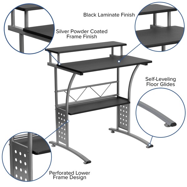 Flash Furniture Black Desk, Chair, Cabinet Set - BLN-CLIFCHPX5-BK-GG