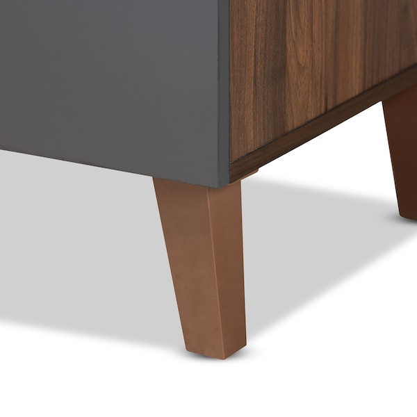 Baxton Studio Jaeger Modern Two-Tone Walnut Brown and Dark Grey Finished Wood Storage Desk with Shelves - 182-11696-ZORO