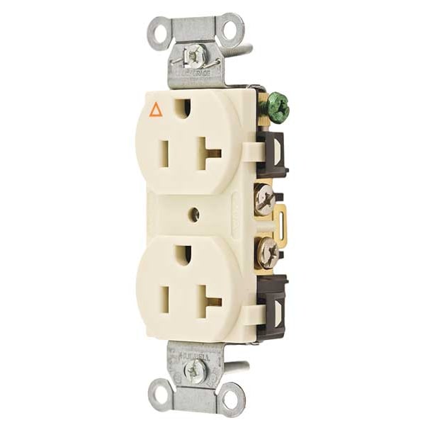 Hubbell 20A Duplex Receptacle 125VAC 5-20R Almond - IG20CRLA