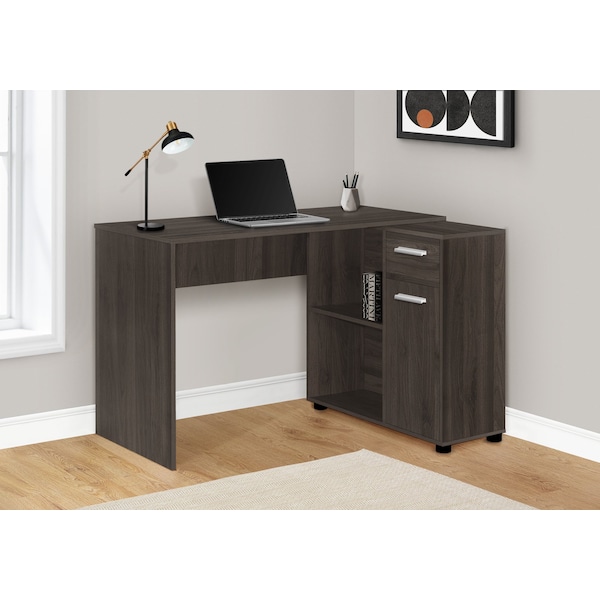 Monarch Specialties Computer Desk, Home Office, Corner, Storage Drawers, 46 in.L, L Shape, Work, Laptop, Brown Laminate - I 7349