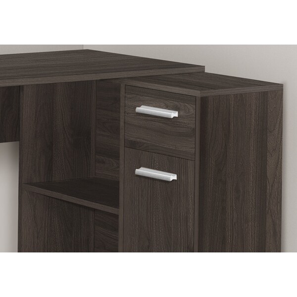 Monarch Specialties Computer Desk, Home Office, Corner, Storage Drawers, 46 in.L, L Shape, Work, Laptop, Brown Laminate - I 7349