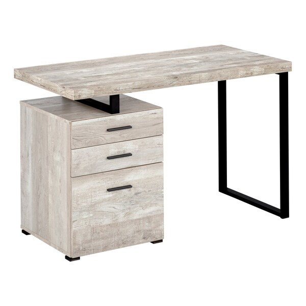 Monarch Specialties Computer Desk, Home Office, Laptop, Left, Right Set-up, Storage Drawers, 48"L, Work, Metal, Beige - I 7410