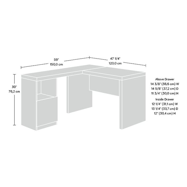 Sauder 47.24 in D X 30 in H, 59.06 in W X Engineered wood - 432018