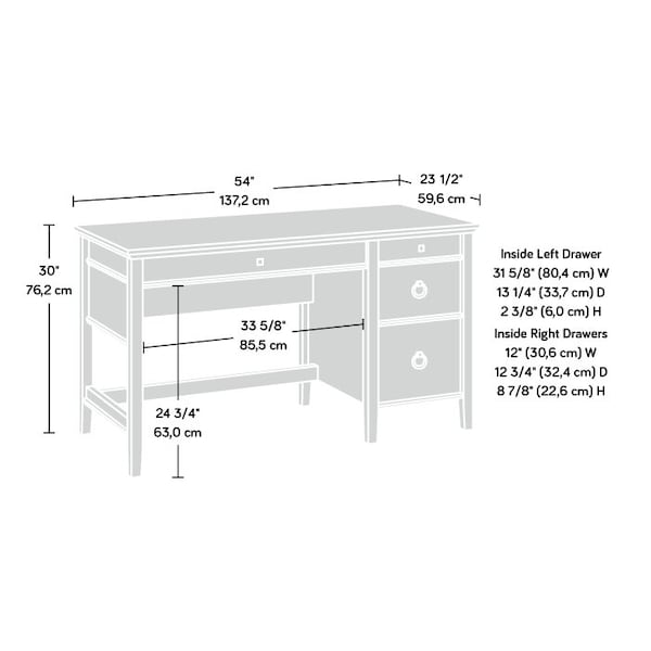 Sauder 23.46 in D X 30 in H, 54.02 in W X Engineered wood - 430302