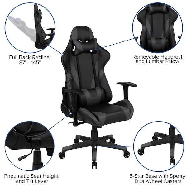 Flash Furniture Black Gaming Desk-Cup Holder/Reclining Chair Set - BLN-X20RSG1031-GY-GG