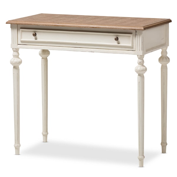 Baxton Studio Marquetterie Oak and Whitewash Writing Desk - 134-7191