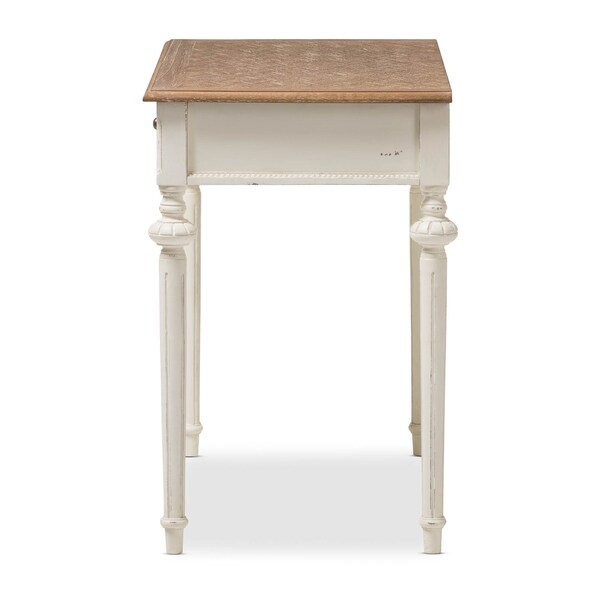 Baxton Studio Marquetterie Oak and Whitewash Writing Desk - 134-7191