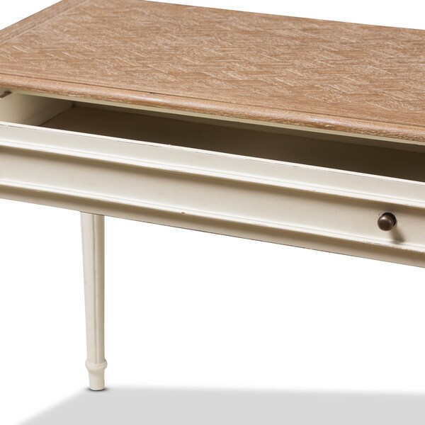 Baxton Studio Marquetterie Oak and Whitewash Writing Desk - 134-7191