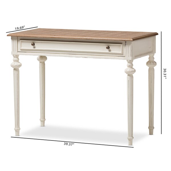 Baxton Studio Marquetterie Oak and Whitewash Writing Desk - 134-7191