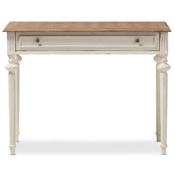 Baxton Studio Marquetterie Oak and Whitewash Writing Desk - 134-7191