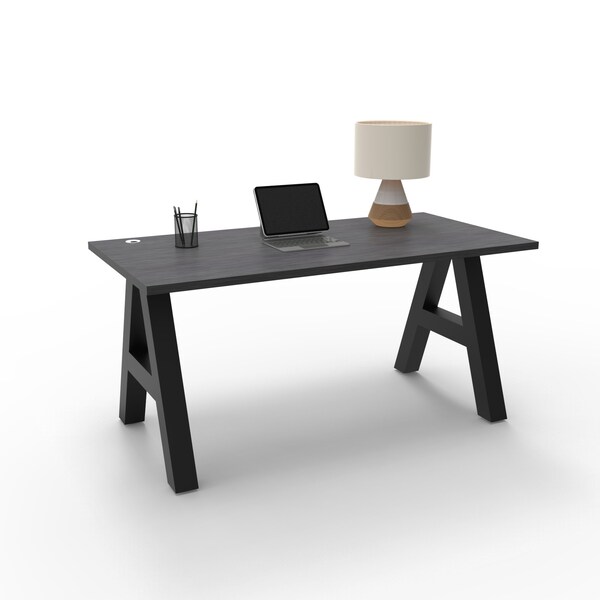We'Re It A-Frame Writing Desk, 30 in D X 30 in H, 66 in W X Laminate, Charcoal Strand Top; Black Frame - AF6630-6307