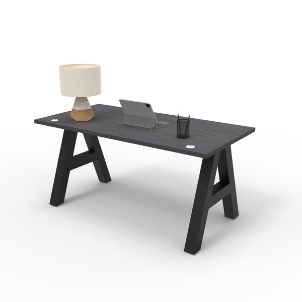 We'Re It A-Frame Writing Desk, 30 in D X 30 in H, 66 in W X Laminate, Charcoal Strand Top; Black Frame - AF6630-6307