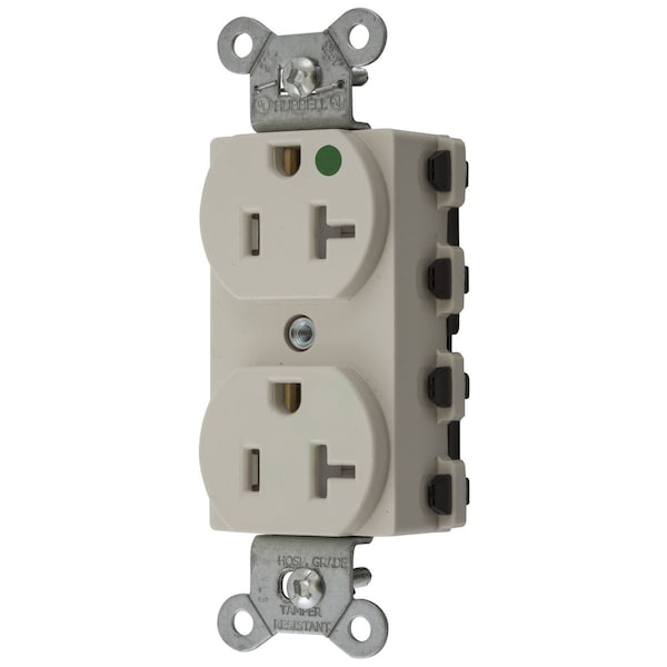 Hubbell Wiring Device-Kellems Straight Blade Devices, Receptacles, Duplex, SNAPConnect, Hospital Grade, Tamper Resistant, 20A 125V, 2-Pole 3-Wire Grounding, 5-20R, Nylon, USA - SNAP8300LATRA