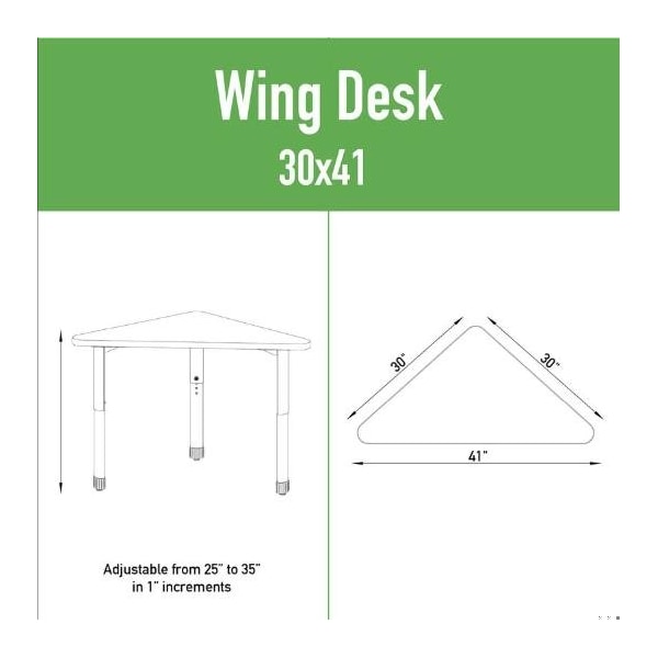 Correll HPL Collaborative Wing Desk, 30 in D X 41 in W X Particleboard - AD3041TF-WING-15-09-39