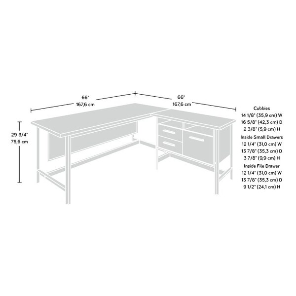 Sauder 65.98 in D X 29.76 in H, 65.98 in W X Engineered wood, Metal - 430071