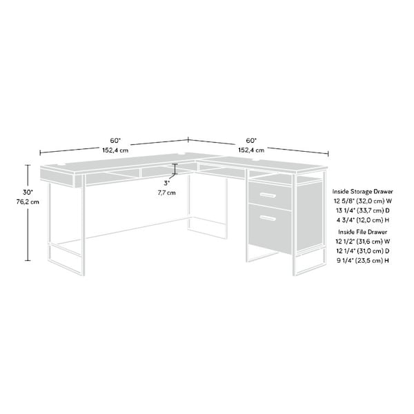 Sauder 60.08 in D X 30.08 in H, 60.08 in W X Engineered wood, Metal - 433372