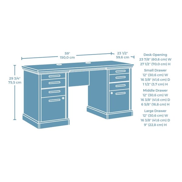 Worksense By Sauder 23.46 in D X 29.72 in H, 59.06 in W X Engineered wood - 427801
