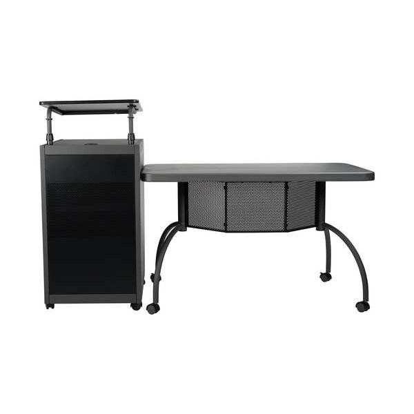 National Public Seating Desk and Lectern, 24 in D X 41 in H, 68 in W X Plastic, Charcoal - TWP