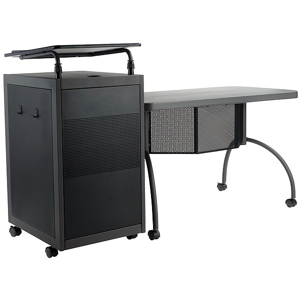 National Public Seating Desk and Lectern, 24 in D X 41 in H, 68 in W X Plastic, Charcoal - TWP