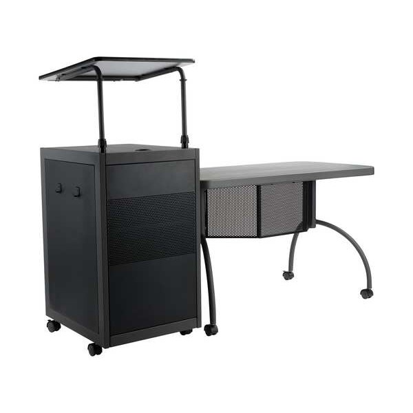 National Public Seating Desk and Lectern, 24 in D X 41 in H, 68 in W X Plastic, Charcoal - TWP