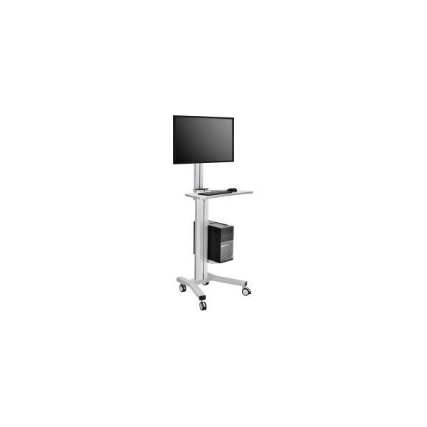 Global Equipment Global Mobile Height Adjustable Desktop Computer Workstation with 4-Outlet Power Strip - 670062A