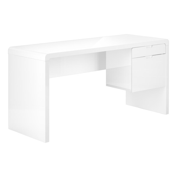 Monarch Specialties Computer Desk, Home Office, Laptop, Storage Drawers, 60"L, Work, Laminate, Glossy White - I 7581