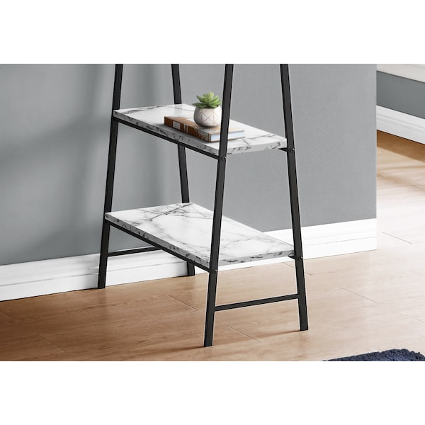 Monarch Specialties Computer Desk, Home Office, Laptop, Storage Shelves, 48"L, Work, Metal, White Marble Look, Black - I 7527