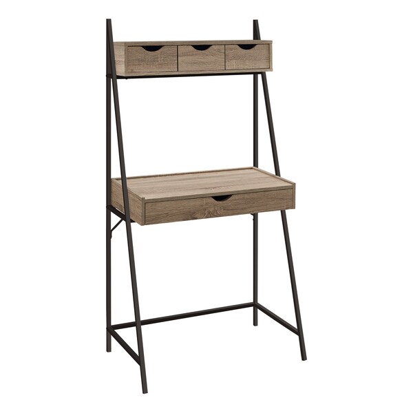 Monarch Specialties Computer Desk, Home Office, Laptop, Leaning, Storage Drawers, 32"L, Work, Metal, Brown, Black - I 7332