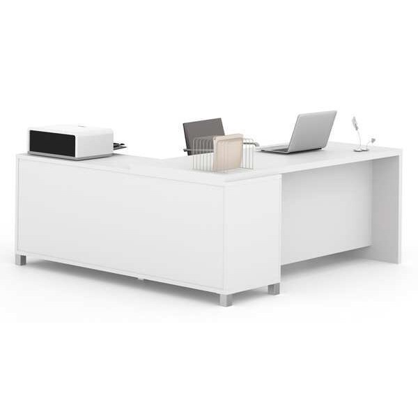 Bestar L Shaped Desk L-Shape Workstation, 71.1" D X 29.9" H, 71.1" W X Melamine, White - 120863-17