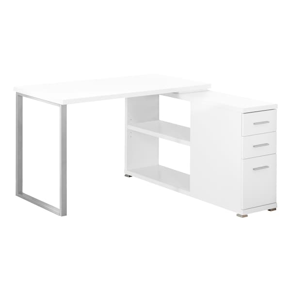 Monarch Specialties Computer Desk, Home Office, Corner, Storage Drawers, L Shape, Work, Laptop, Metal, White - I 7133