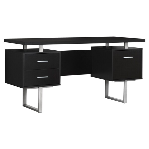 Monarch Specialties Computer Desk, Home Office, Laptop, Left, Right Set-up, Storage Drawers, 60"L, Work, Metal, Brown - I 7080