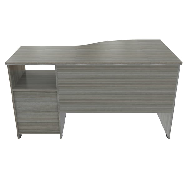 Inval Curved Top Desk 55.12 in. W x 19.69 in. D x 29.53 in. H in Smoke Oak - ES-12903