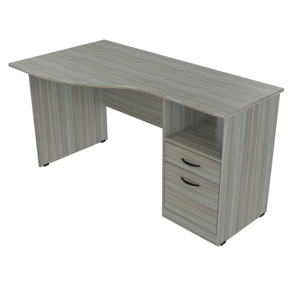 Inval Curved Top Desk 55.12 in. W x 19.69 in. D x 29.53 in. H in Smoke Oak - ES-12903