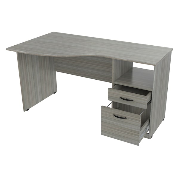 Inval Curved Top Desk 55.12 in. W x 19.69 in. D x 29.53 in. H in Smoke Oak - ES-12903